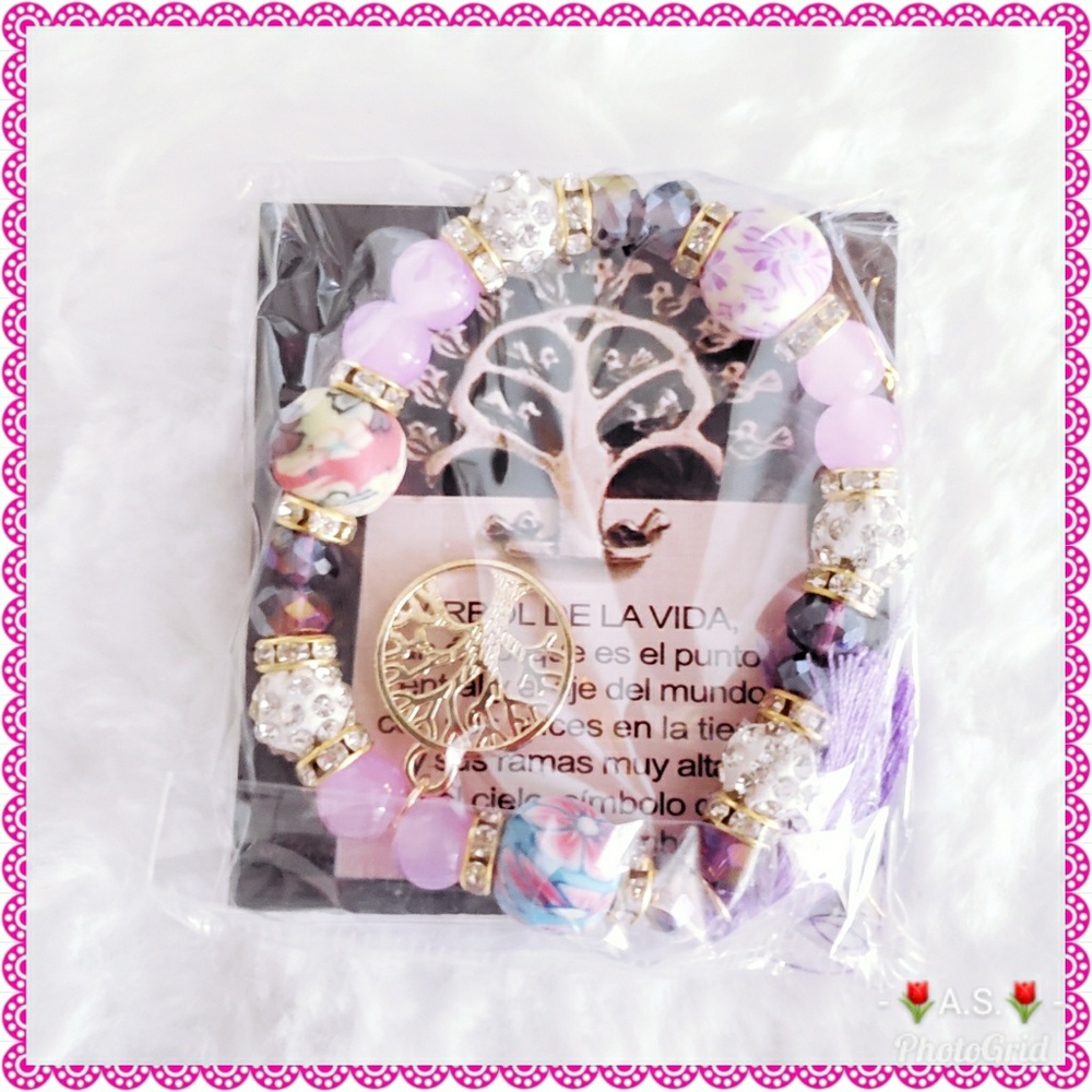⬇️$30 Tree of Life Bracelet Beads Purple Tassel - Picture 7 of 8